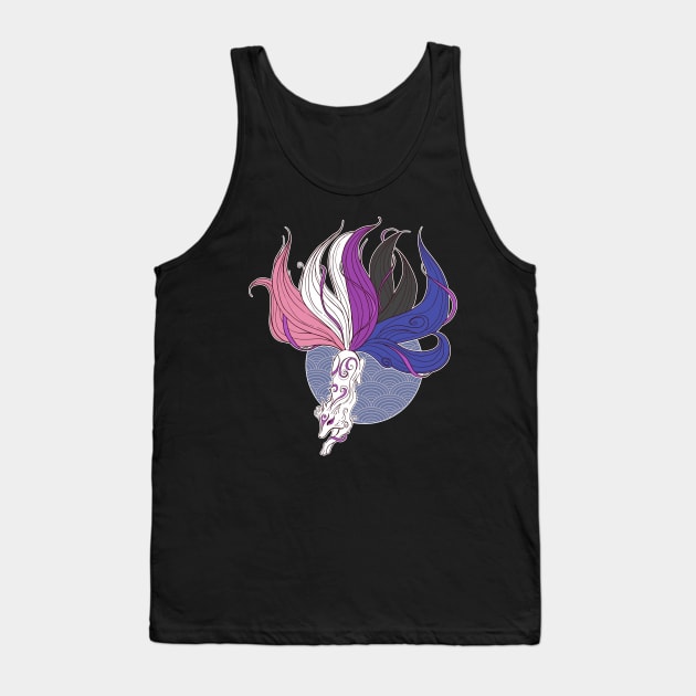 Genderfluid Pride Kitsune Tank Top by Psitta